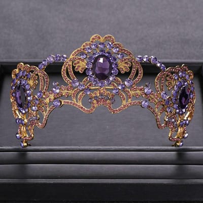 Vintage Bruiloftskroon Haaraccessoires Barok Paarse Strass Kristallen Kroon Haarband Bruids Haaraccessoires Kroon Cadeau brown