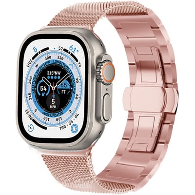 Apple Watch Ultra stalen Milanese band (rosé goud)
