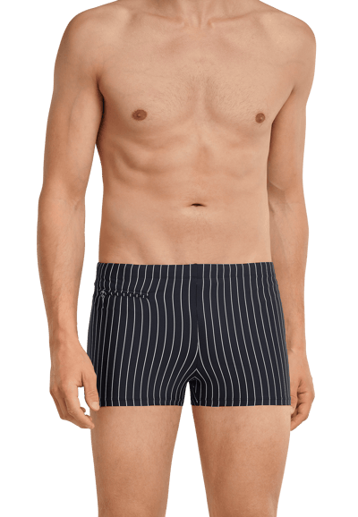 Zwembroek met zak met ritssluiting, gemaakt van gebreide stof met strepen, zwart - Nautical Casual 5