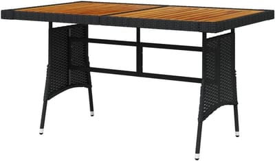 Tuintafel - Eettafel Buiten - Buiten Eten - Polyrotan Acacia - 130 x 70 cm - Zwart