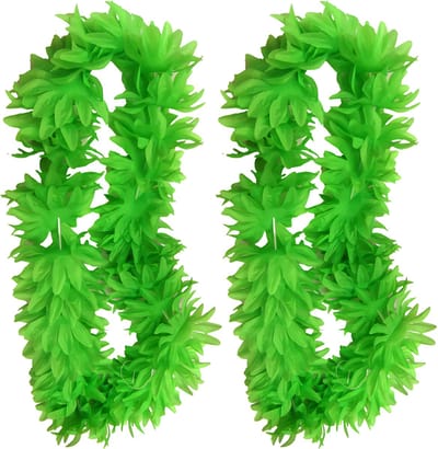 PartyXplosion Hawaii slinger - 2x - neon groen - 1 m - polyester - feestartikelen