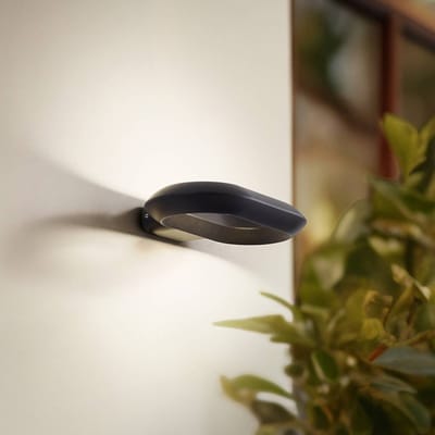 Lucande LED buiten wandlamp LOOP, zwart, IP44, metaal