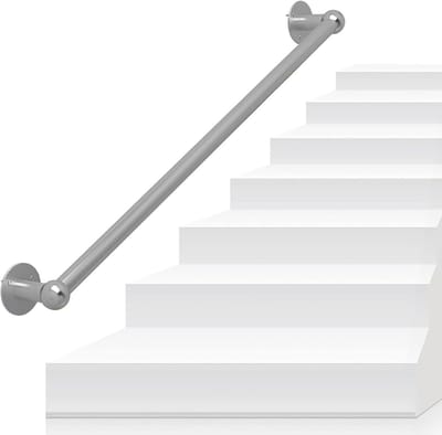 Trapleuning - Wandsteun - Veiligheid Verhoging - Roestvrij Aluminium - 30-100cm - Zilver
