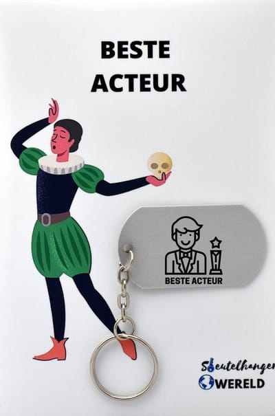 Beste acteur Sleutelhanger inclusief kaart – acteur cadeau – beste acteur- Leuk kado voor je acteur om te geven - 2.9 x 5.4CM