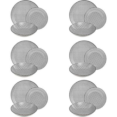 Secret de Gourmet Boheemse Porseleinen Diner Set - 18 stuks, Zwart en Wit