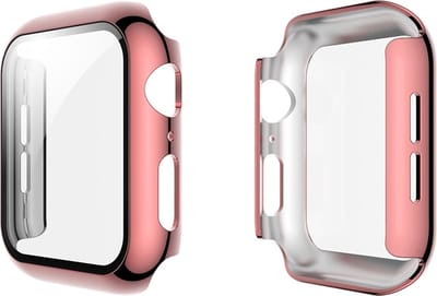 Eko, Hoesje geschikt voor Apple Watch 38mm - Full-body Bescherming met Tempered Glass, Roze