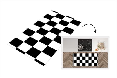 Keukenloper 120x60 cm - Keukenmat vinyl Schaakbord - Patronen - Zwart Wit - Keukenmatten loper - Keuken vloerkleed tapijt