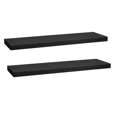 5five Zwevende wandplank Bassline - 2x - zwart - 80 cm - hout/MDF - boekenplank - muurplank - opbergplank - hangplank