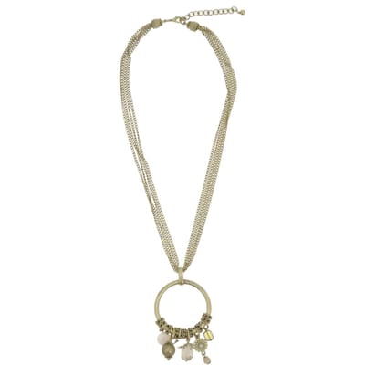 Behave – Ketting vintage goudkleur – 62 cm met hanger en bedels