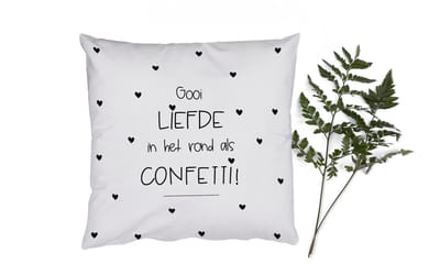 Sierkussens - Kussentjes Woonkamer - 50x50 cm - Liefde - Quotes - Gooi de liefde in het rond als confetti! - Spreuken