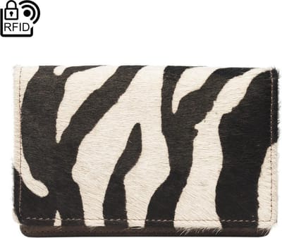 Lichtbruine Leren Dames Portemonnee - Compact - Anti-Skim - Dierenprint – Anti-Skim Dames Portemonnee