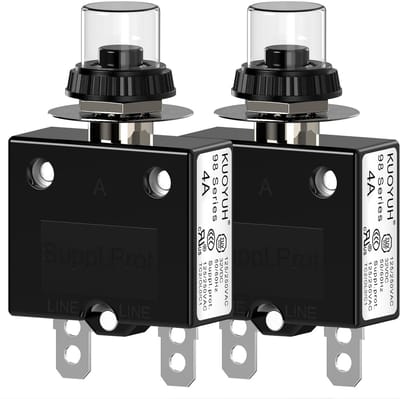 Thermische Stroomonderbreker 4A Met Drukknop Reset en Waterdichte Toetsafdekking - 2 Stuks