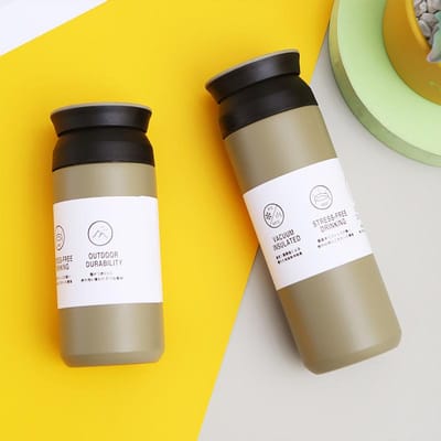 Creatieve Japanse Roestvrijstalen Thermosbeker Draagbaar Eenvoudig Artistiek Fris Mannelijke en Vrouwelijke Studenten Waterbeker Elementbeker 350ml