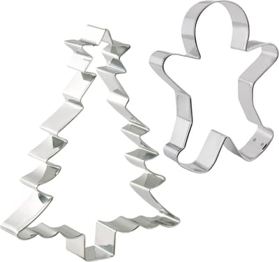 Kerst Uitsteekvormen set Kerstboom met ster 14CM & Koekemannetje 13CM - Professionele vormen Kerstkoekjes bakken
