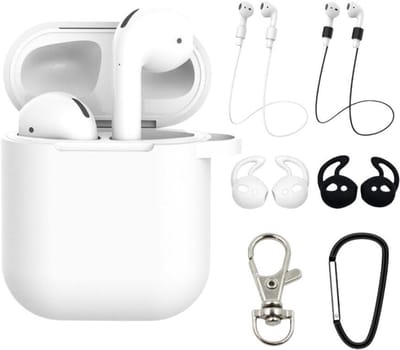 Studio Air® Airpods 2 Hoesje - Luxe Set met 7 items - Soepele Siliconen Case ook geschikt voor Airpods 1 - Wit