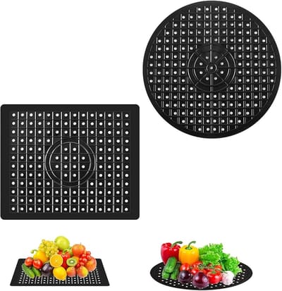 2 stuks siliconen spoelbakinzet, spoelbakmat, siliconen, spoelbakmat, keukenwasbakmat, spoelbakinzet, voor porseleinen spoelbak, fruit en groenten, servies en glaswerk (zwart)