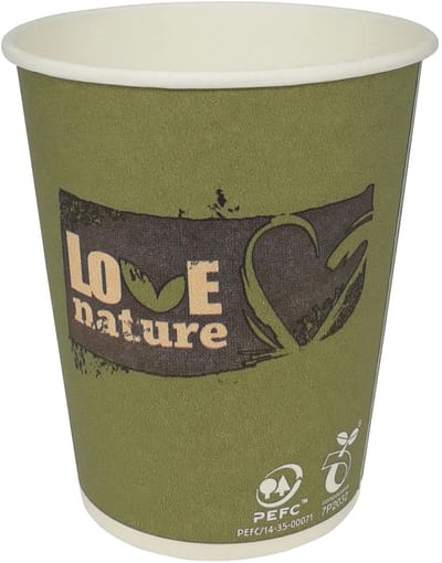 Drinkbeker Love Nature, uit karton, 150ml, pak van 100 stuks