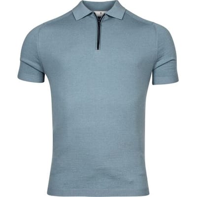 Thomas Maine Pullover Polo Half Zip Short Sleeve Single & Rib Knit Grijsblauw / male