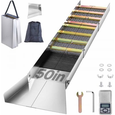 VEVOR Opvouwbare Slotbox van Aluminiumlegering, Compacte 50-Inch Slotboxen voor Goud, Lichtgewicht Gouden Slotapparatuur, Draagbare Slotboxen met Mijnmos, Rivier, Beek, enz.