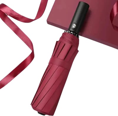 Nivard Moderne Stormparaplu - Opvouwbaar - Windproof Paraplu - Stormproef - Automatisch Uitklapbaar - Umbrella - Met Knop - Rood