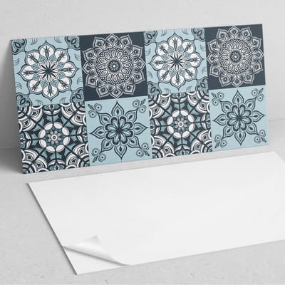Coloray Wandpanelen Zelfklevend - Mandala-patronen in een raster PVC Wandpaneel - 100 cm x 50 cm - Turkoois Wandbekleding Zelfklevend - 1 stuk - Mozaïeken Wandpanelen Zelfklevend - Wandpanelen Keuken - Wandpaneel Badkamer