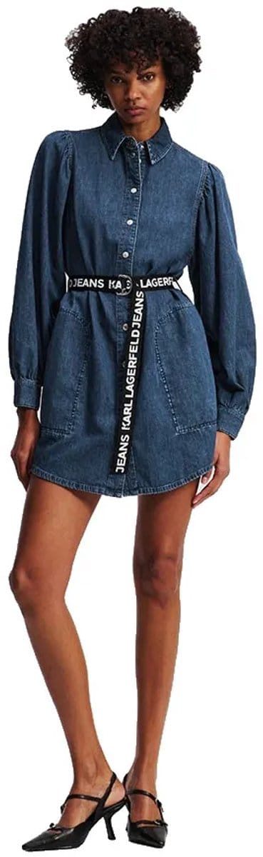 Karl Lagerfeld Jeans A3w13014 Korte Jurk Met Lange Mouwen Blauw S Vrouw