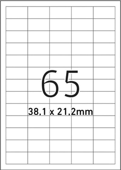 Etiket Office A4 38,1x21,2mm 65 etiketten per vel