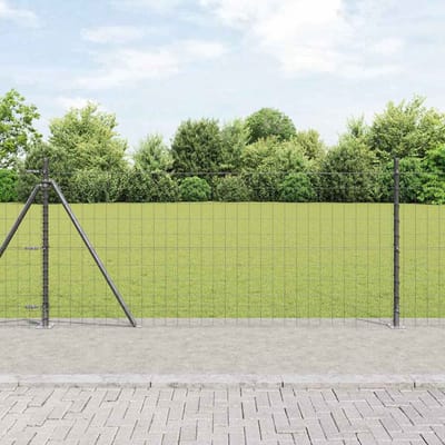 vidaXL - Euro-hek - met - betonnen - voetstuk - 10 - x - 0,8 - m - PVC-Coated - Staal - Mesh