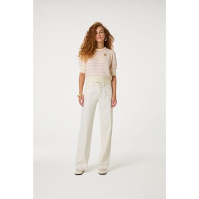 Fabienne Chapot Lucy Wide Leg Jeans Warm White Maat: W26L32 | Wijde Broeken Outlet | Dames | Wit