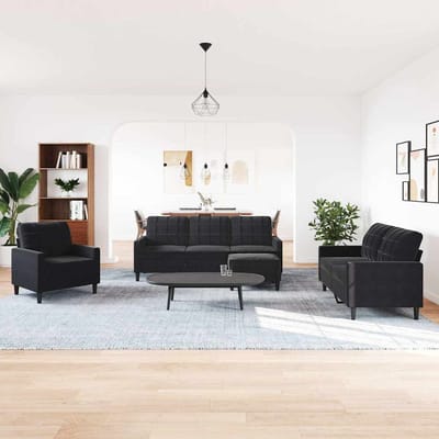 vidaXL - 4-delige - Loungeset - met - kussens - fluweel - zwart