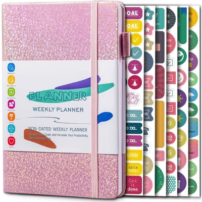 Wekelijkse Maandelijkse Levensplanner Om Productiviteit Te Verhogen Agenda A5 Notitieboek Dagboek Tijdmanagement en Bereik Je Doelen Organizer 2023 14.5cm roze