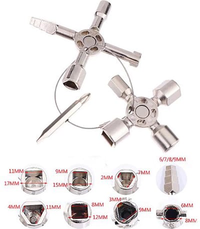 Actie4you® - Schakelkastsleutel - Universele kruissleutel - 10 in 1 - Radiator sleutel – Multitool