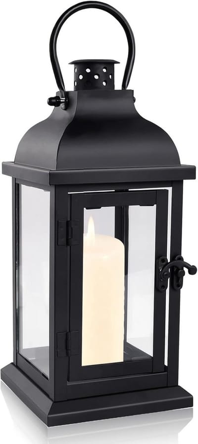 Weerbestendige Zwarte Metalen Lantaarn voor Begraafplaatsen - Decoratieve Buitenverlichting voor Tuin en Halloween - Vintage Hanglamp van 27 cm