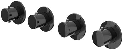 IVY Bond Afbouwdeel Inbouwthermostaat met 3 Stopkranen Symmetry met Ronde Rozetten - Zwart Chroom PVD