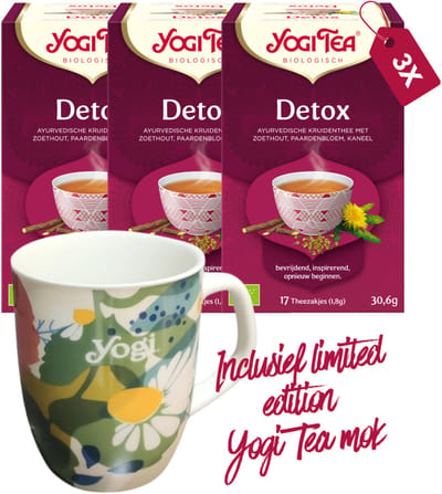 Yogi Tea Detox Bio - 3 pakjes - inclusief limited edition Yogi Tea mok