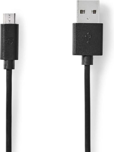 Nedis USB-Kabel - USB 2.0 - USB-A Male - USB Micro-B Male - 9 W - 480 Mbps - Vernikkeld - 5.00 m - Rond - PVC - Zwart - Envelop