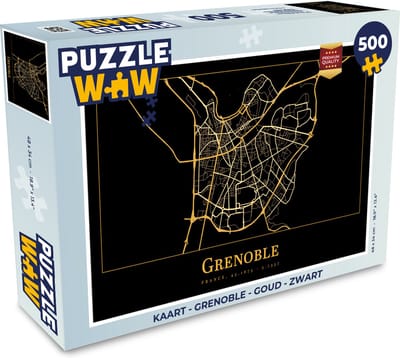 Puzzel Kaart - Grenoble - Goud - Zwart - Legpuzzel - Puzzel 500 stukjes
