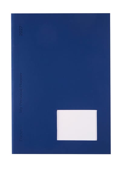 Brepols bureau agenda 2027 - FOCUS [0.151] - Bureau agenda - 1 week op 2 pagina's - Weekoverzicht - Dotted grid - Engelstalig - Blauw - 15 x 21 cm
