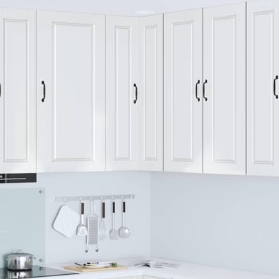 vidaXL - Wandhoekkast - PORTO - Hoogglans - wit - 57 - x - 57 - x - 100 - cm - Bewerkt - hout