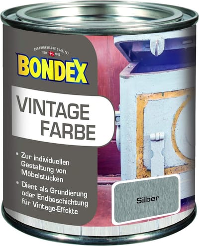 Bondex Vintage Verf Zilver 0,375 L voor 5 m² | Creatief interieurdesign | Vintage effect | Verzorgt en beschermt | Zijdeglans | Meubelverf | Decoratieve verf