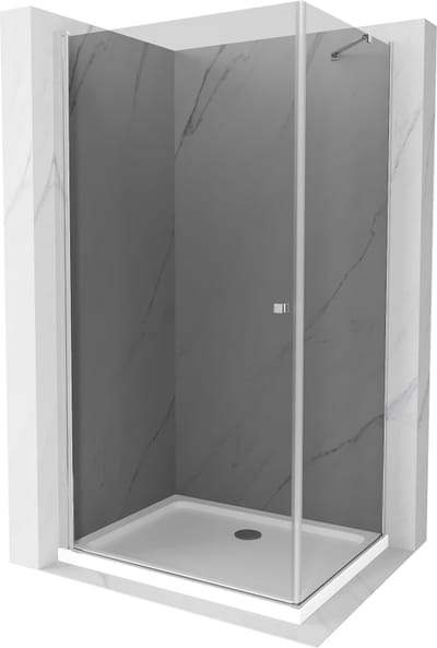 Mexen Pretoria douchecabine met draaideur 100 x 70 , grafiet, chroom + Flat douchebak - 852-100-070-01-40-4010