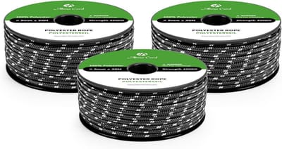 Gevlochten Polyester Touw voor Nautische en Buitenklussen 5mm Zwart Wit