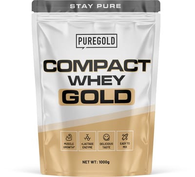 Pure Gold Compact Whey Gold Proteïne Poeder – 500g – Vanille Milkshake – 15 Shakes – Whey Eiwit met Verteringsenzymen & Lactase