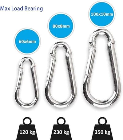 CE Serie - Multifunctionele Karabijnhaak - 10x100mm - Zilver - 8 Stuks