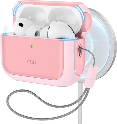 Beschermhoes voor AirPods Pro 3 - MagSafe Compatibel - Roze met Polsband