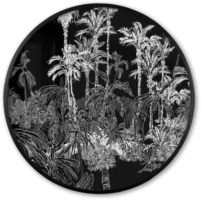 Poster in lijst Rond - Fotolijst 60x60 cm - Posters - Bladeren - Bomen - Jungle - Ronde posterlijst zwart - Decoratie - Wanddecoratie woonkamer - Muurdecoratie slaapkamer