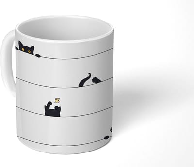 Mok - Koffiemok - Kat - Patronen - Muis - Jongens - Meisjes - Kinderen - Kind - Mokken - 350 ML - Beker - Koffiemokken - Theemok