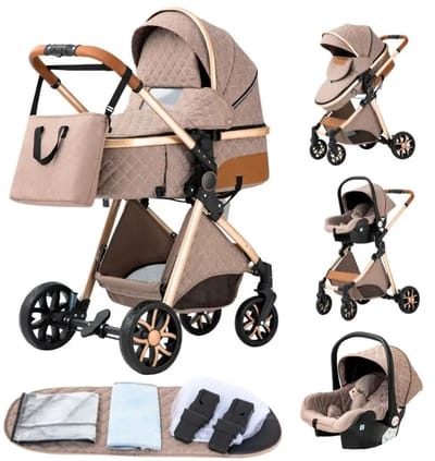 Rumi Kinderwagen - Kinderwagen 3 in 1 - Luxe Multifunctionele 3-in-1 Combi Kinderwagen – Buggy- Kwalitatieve Buggy – Opklapbare Wandelwagen - Buggy Inclusief Gratis Rugtas - Buggy met Verstelbare en zonnescherm - Kinderwagen combi