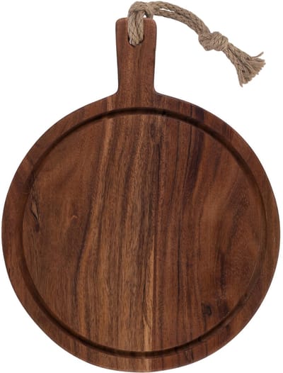 Pure Acacia Wood Borrelplank | Tapasplank | Serveerplank rond | Pizzaplank met sapgoot 30 cm