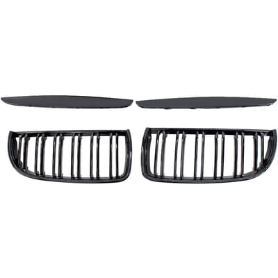 2 stuks glanzend zwarte voorbumper motorkap nieren grille race grille vervanging voor BMW E90 4 deurs zwart
